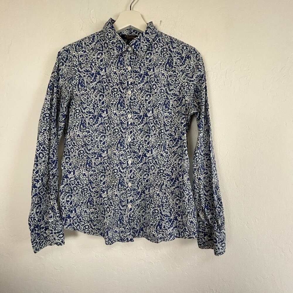 Brooks Brothers Liberty Art Fabrics Cotton Blue Paisley Button-Down Shirt Size 8